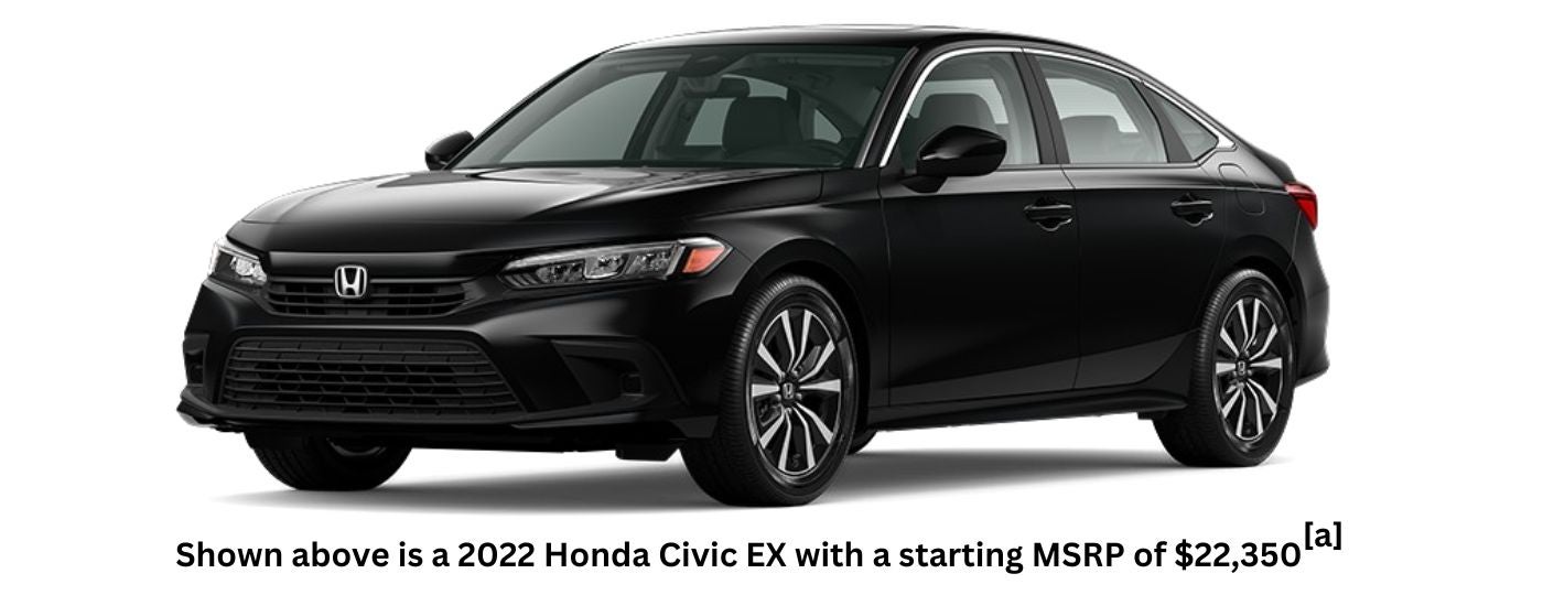 A black 2022 Honda Civic EX is angled left.
