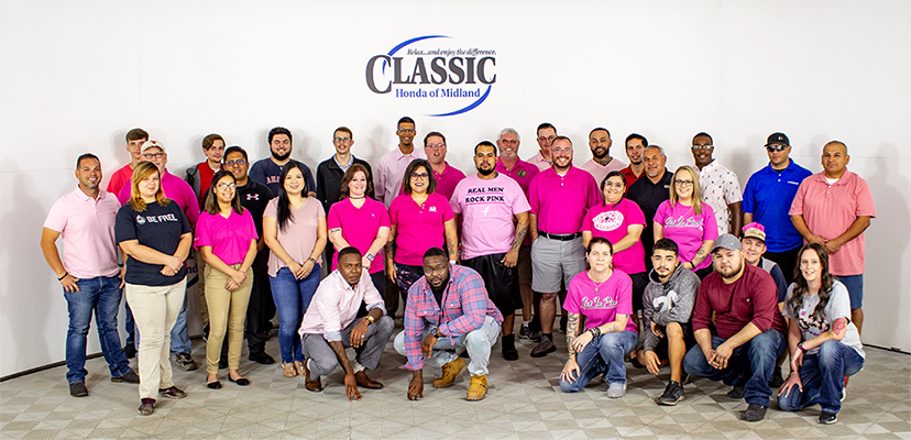 Classic Honda of Midland Staff Dressed in Pink for Breast Cancer Awareness